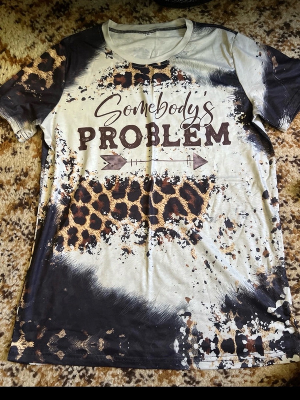 Somebody's Problem Leopard Print Kids Tee - Brown & Black
